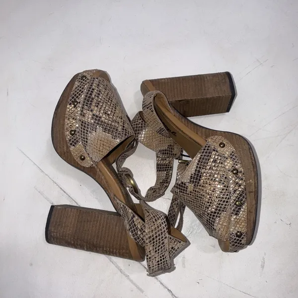 Free People Snakeskin Boho Hippie Festival Block Heel Platform Sandals Size 9 - Image 16