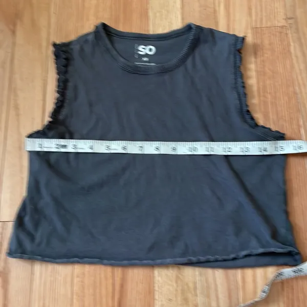 SO Shirt Womens XS Gray Tank Top Crop Cotton Ladies - Image 2