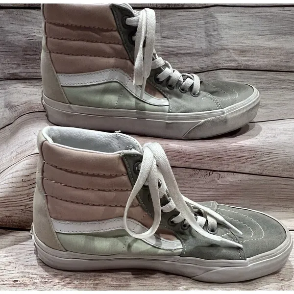 Vans SK8 Hi Multi-Color Pastel Suede Canvas Sneakers Men Size 5.5 Women’s 7 - Image 4