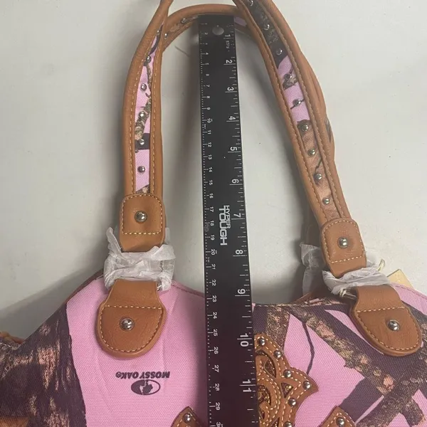 MOSSY OAK Women’s Concealed Carry Cross Stud Handbag Pink Brown 15X5X8.5‎ NEW - Image 8