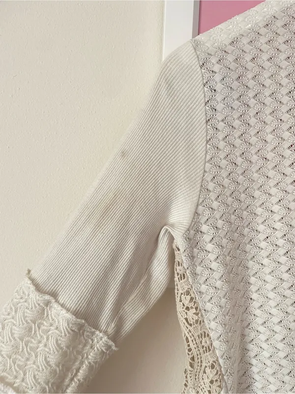 Aratta Silent Journey Shawl Thermal Lace Crochet Open Waterfall Cardigan Small - Image 8