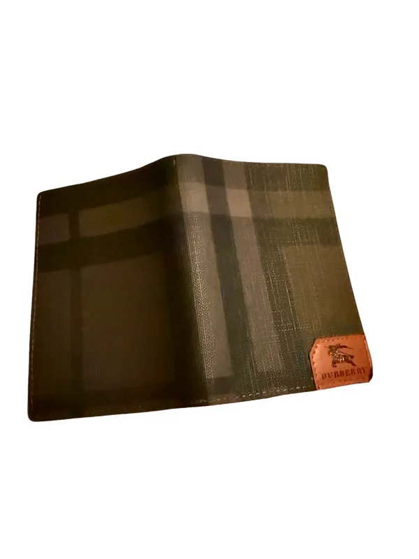 Brown Checked Leather Coated Card Wallet With Box - Image 3