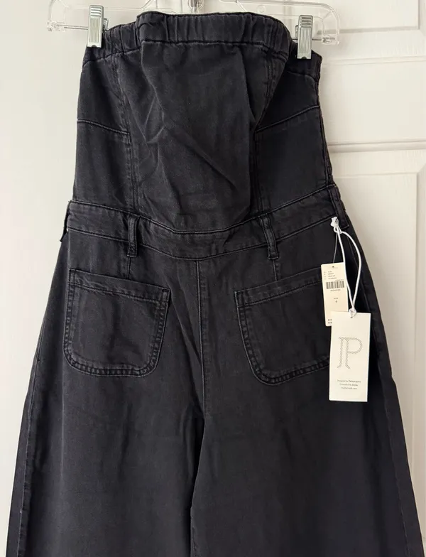 Anthropologie Pilcro Strapless Polished Wide-Leg Denim Jumpsuit, Size 4 - Image 8