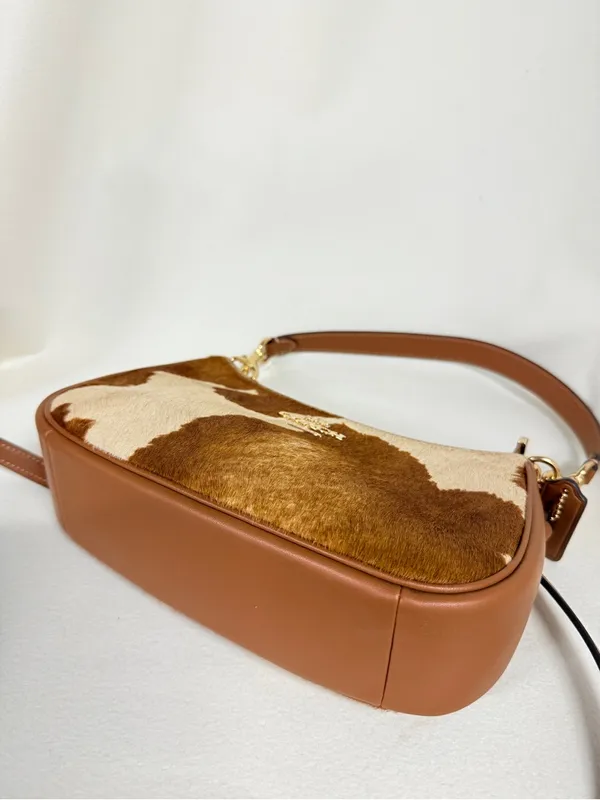 NWT COACH Teri Shoulder Bag In Haircalf With Cow Print CDW45 Gold/Cow Multi - Image 4