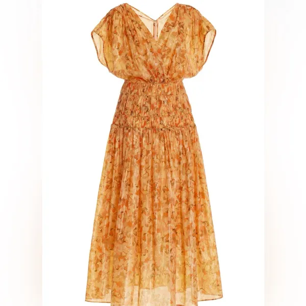 NWT Acler Bicknell Shirred Printed Metallic-Cotton‎ Maxi Dress Size 4 - Image 14