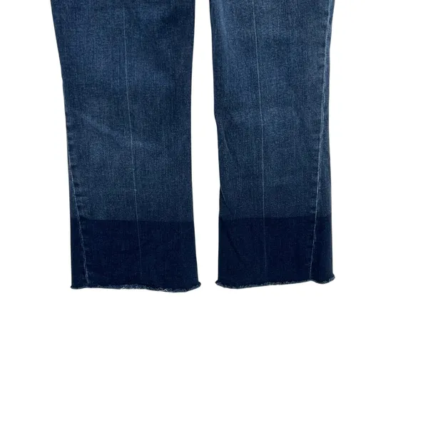 Spanx Cropped‎ Flare Denim Jeans Medium Wash Dip Dye Hem Blue Size Large - Image 10