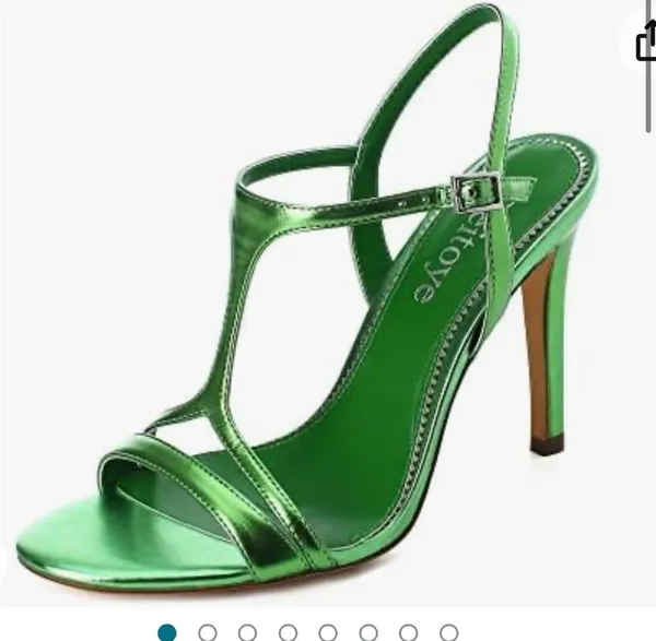 Christmas green t strap stiletto heels size 9 shiny - Image 9