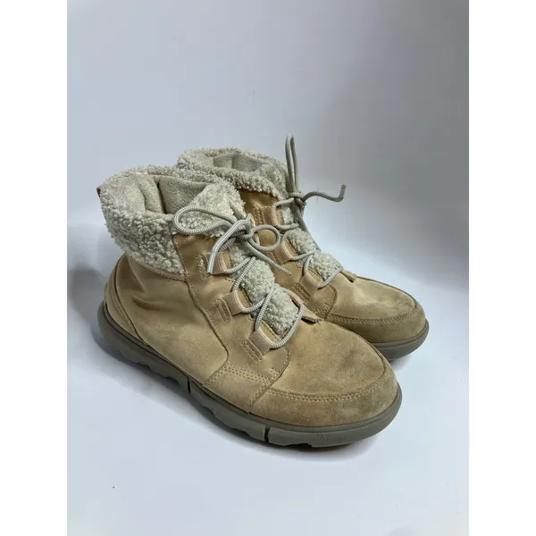 Sorel Explorer II Joan Boots Women 10 Tan Good Waterproof Faux Fur Suede NL4451 - Image 3