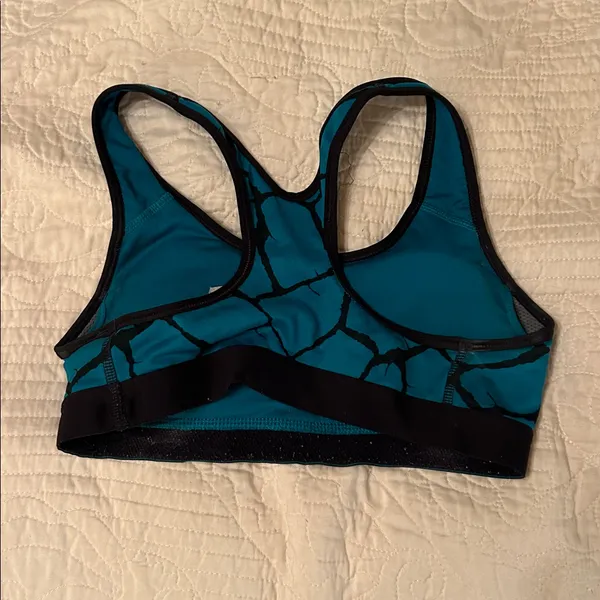 Nike Pro Women's Teal and Black Sports Bra - Image 2