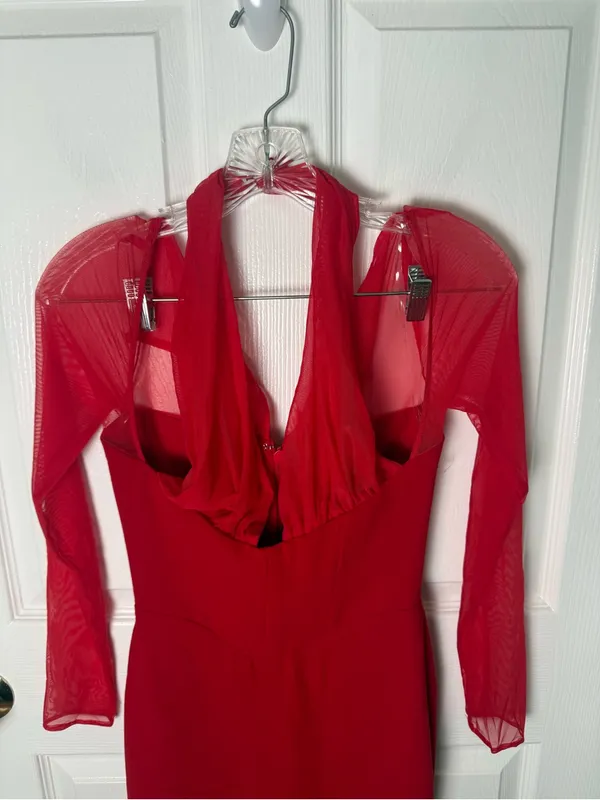 House of CB Yasmin Scarlet Plunge Midi Dress XS - Image 5