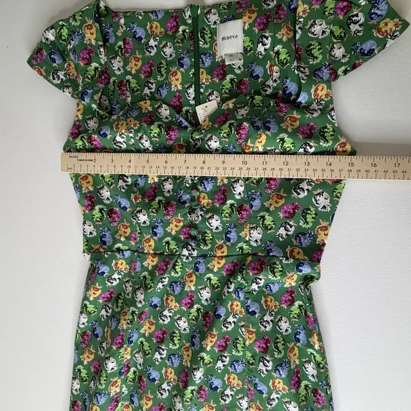 NWT Maeve Anthropologie Cecily Midi Dress‎ XS Green Pomegranate Floral Fruit - Image 10