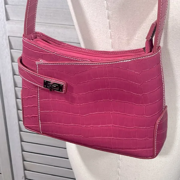 Mini Shoulder Bag Barbie Pink Alligator Texture - Image 2