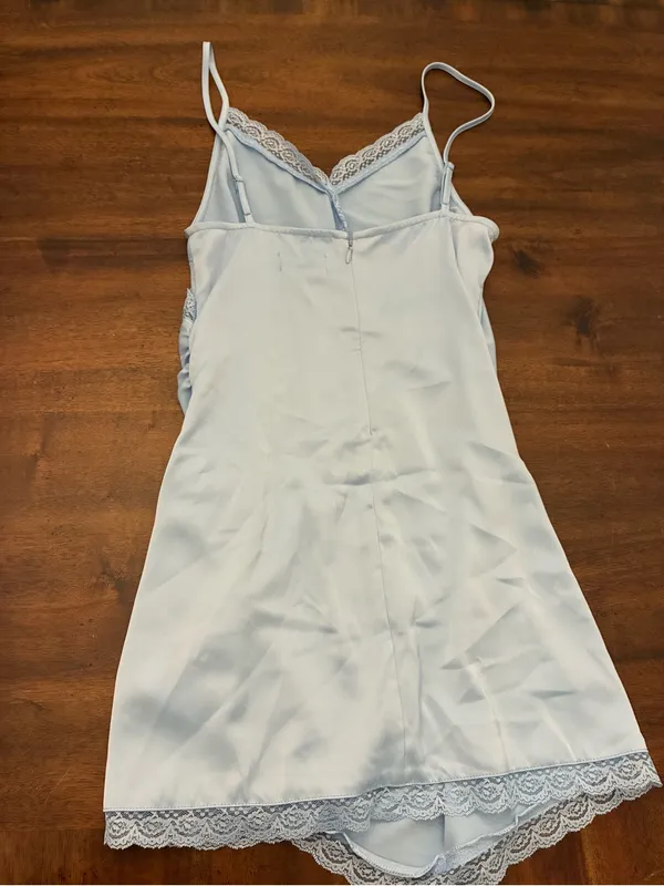 Urban Outfitters Dress Women’s Medium Blue Slip Lace Sleeveless Mini New NWT - Image 4
