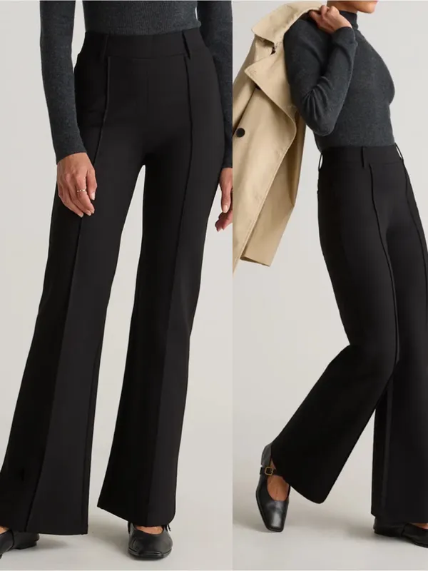 Quince Ultra-Stretch Ponte Flare Leg Pants Black 30” Inseam Office Career - Image 4
