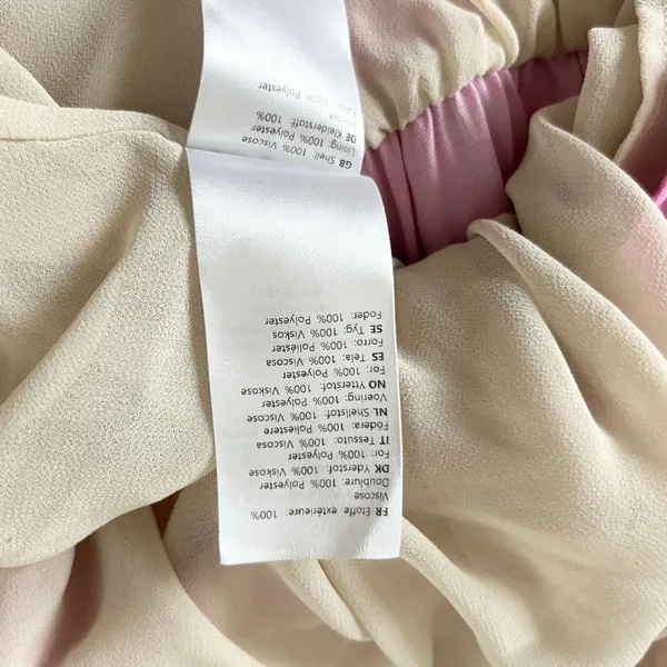 Samsoe Samsoe Andina Long Dress Pink Kirigami Floral V-Neck Pockets Size XS - Image 8
