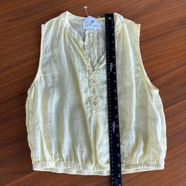 NWT Bella Dahl Linen Top XS Yellow Button Front Coastal Chic Cottage Preppy - Image 5