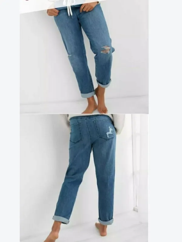 aerie Light Blue Boyfriend Jeans with Knee Distress Xs Fits Very Loose 4-6 - Image 2