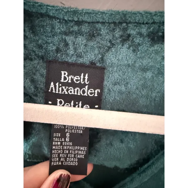 Brett Vintage 90s Teal Green Crushed Velvet Whimsigoth Witchy Maxi Dress Size 6 - Image 2