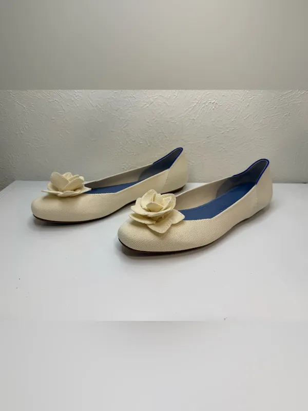Rothy’s Ivory White Rosette Flower Ballet Flats Size 12 - Image 2