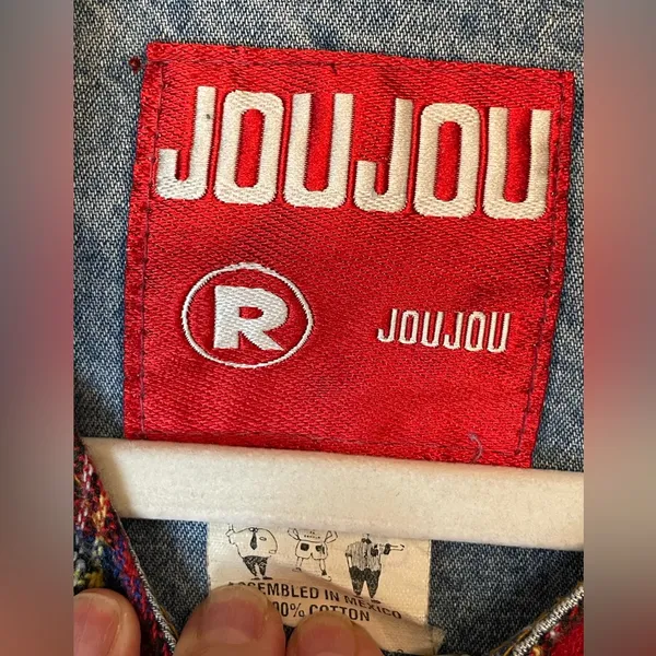 Vintage Denim Y2K Jou Jou‎ Vest Red Plaid Flannel Lining Size S - Image 4