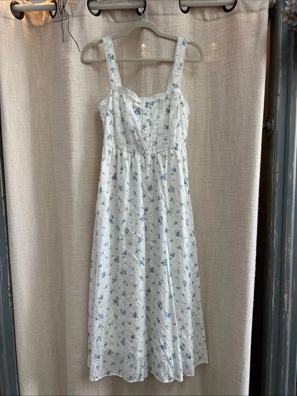 Last One!! Floral Stripe Clip Dot Sleeveless Maxi Dress. Size Small - Image 7