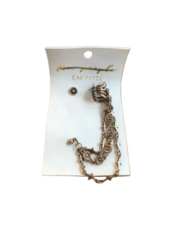 Free People Floral Gold Tone Ear Party Earrings One Size - Image 4
