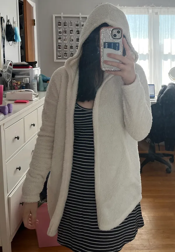 White Fuzzy Cardigan - Image 4