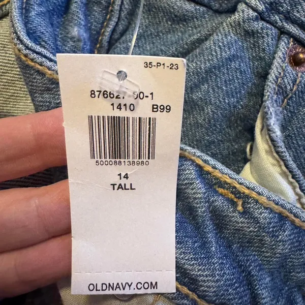 Old Navy OG Loose Jeans 14 Tall High Rise NWT Distressed Straight 34.5 Inseam - Image 5