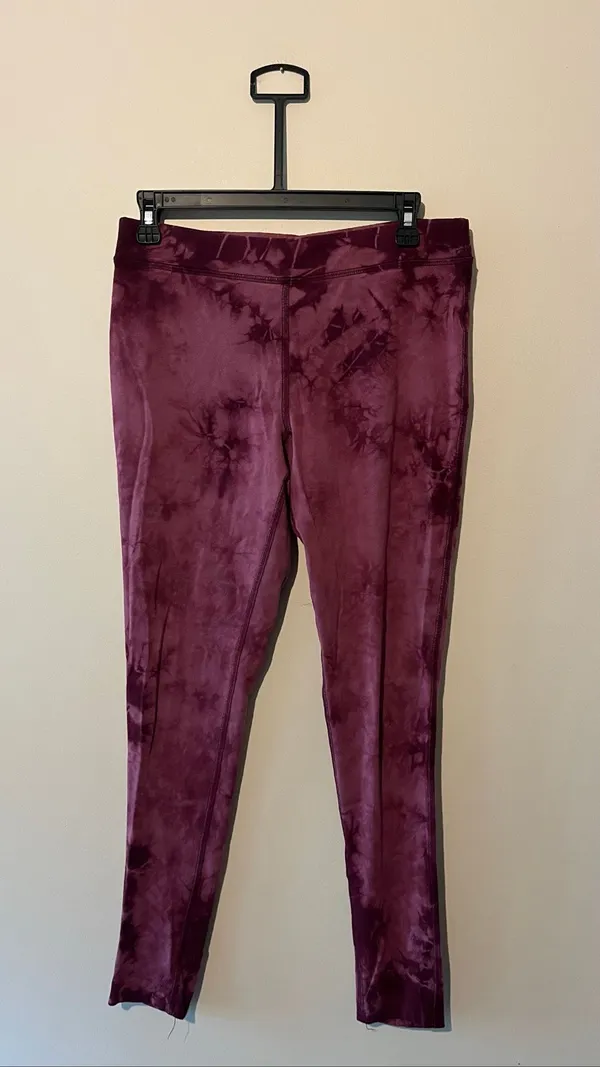 Lysse Purple Tie Dye Acid Wash Bamboo Leggings Soft Stretch Pants L/XL - Image 4