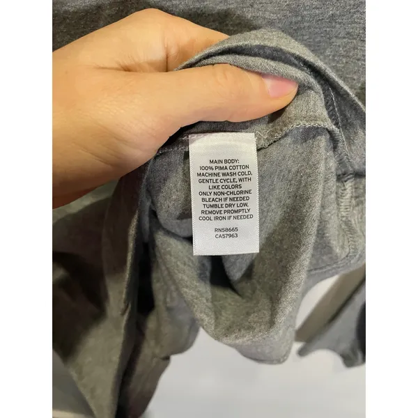 Nordstrom Long Sleeve Tee Women XS Grey Pima Cotton‎ Everyday Basic Crew Neck - Image 5