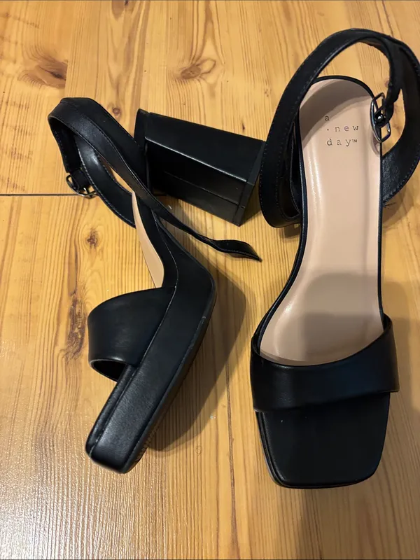 a new day Black Ankle-Strap Block Heel Sandals - Image 2