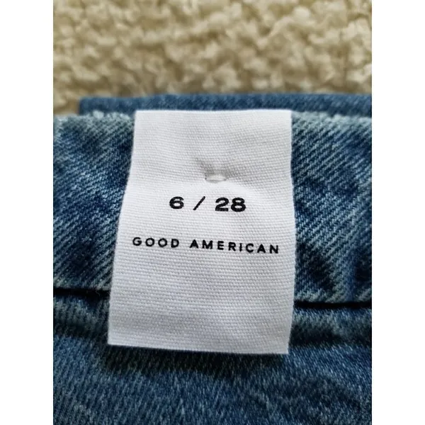 Good American Good Vintage Straight Leg Fray Jeans Indigo Blue Women's Sz 6/28 - Image 8