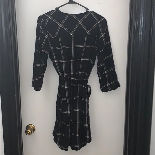 A New Day 3/4 Sleeve Checkered Shirt Dress - Image 5