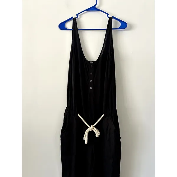 Monrow Revolve Black Henley Loungewear Athleisure Jumpsuit NWT Size XS - Image 4