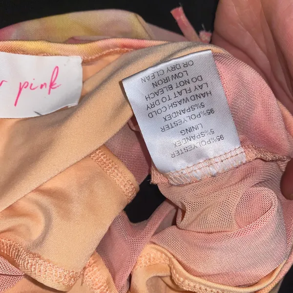 New Pink Vintage Y2k Pink Orange Tie Dye Mesh Lined Mini Skirt Size Medium - Image 6