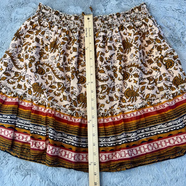 Beachlunchlounge Collection‎ Floral Paisley Cotton Mini Skirt Smocked Waist L - Image 5