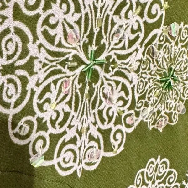 Robbie Bee Vintage Green Medallion Cowl Neck Handkerchief Dress Size 6 Fairycore - Image 8