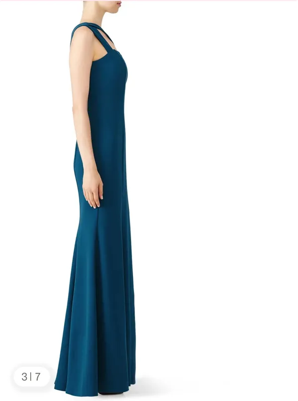 LM Collection One Shoulder Gown Blue Size 2 - Image 4
