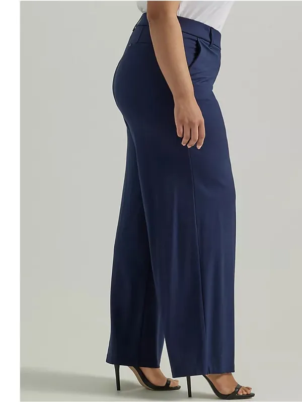 LEE WOMEN'S ULTRA LUX COMFORT ANY WEAR WIDE LEG PANT Emperor Navy, Size 24W, NEW - Image 3