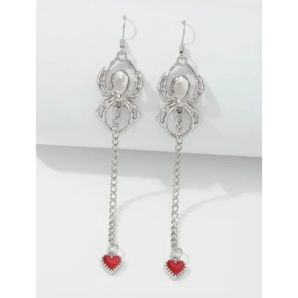 NEW!! Spider Spooky Halloween Drop Earrings Dangling Hearts‎ Scary Whimsygoth - Image 2
