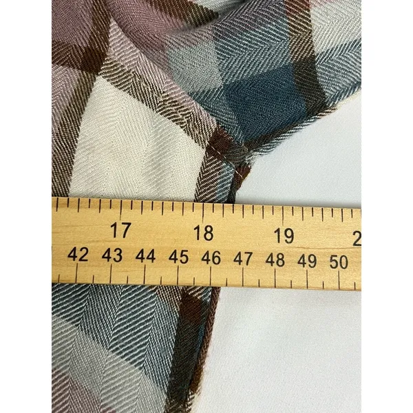 Altar'd State‎ Plaid Button Down Women Medium Brown Blue Plaid Flannel Style - Image 6