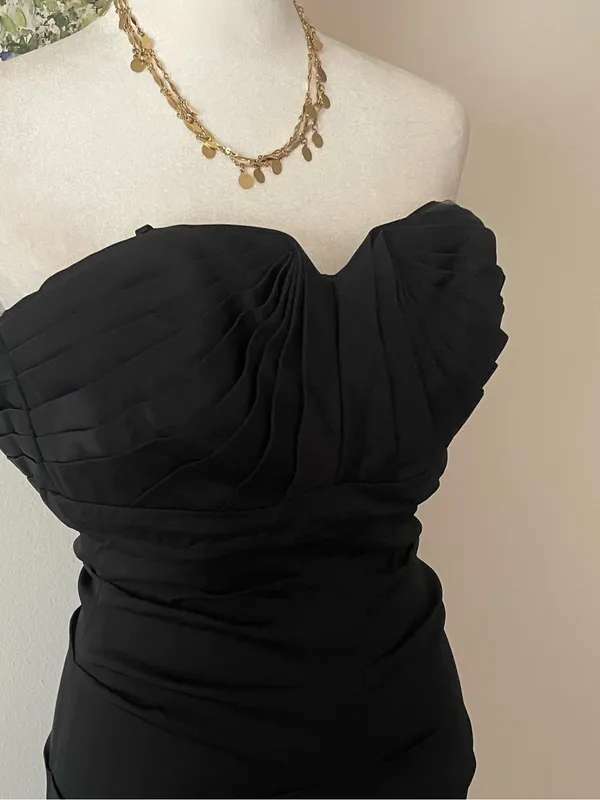 Xscape Ruched Black Elegant Strapless Mermaid Maxi Dress Gown Size US 4 - Image 2