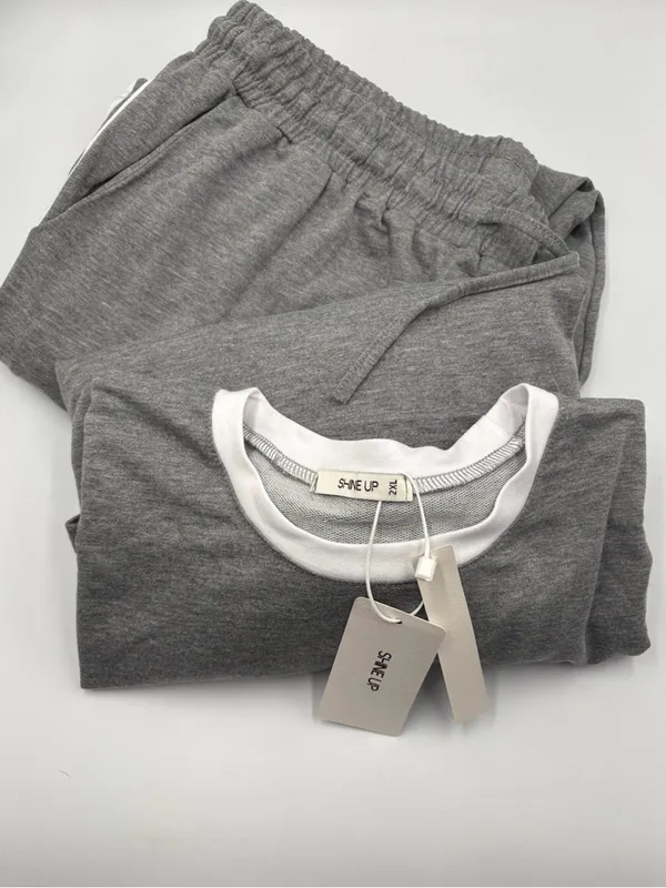 Shine Up Women’s 2XL Gray 2 Pc Lounge Set Pullover Jogger Tracksuit NWT - Image 6