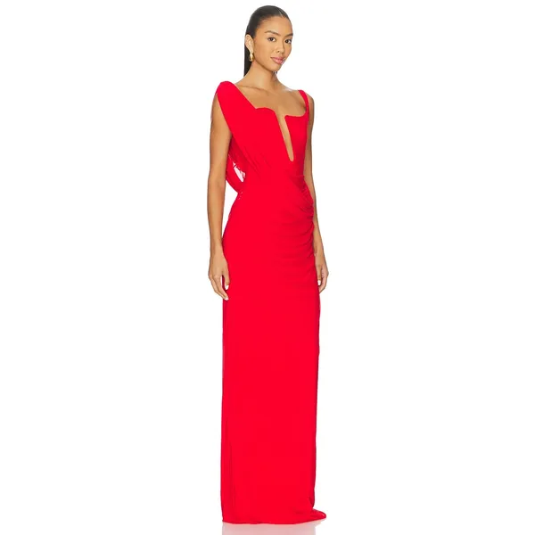 Deme by Gabriella Adrianna Romantic Draped Ethereal Formal Dress NWT Red S $405 - Image 10