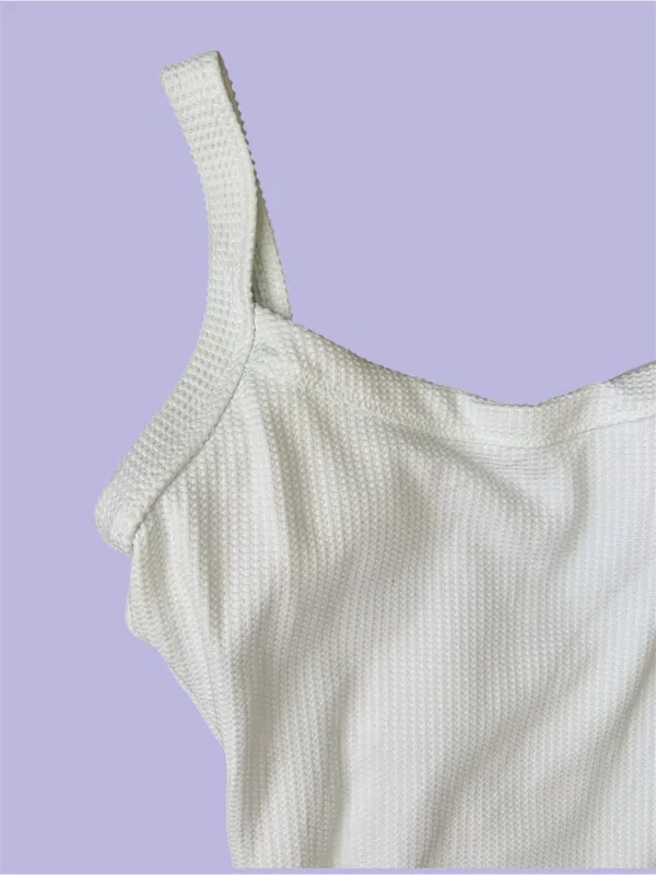 Aerie Waffle Scoop One Piece Swimsuit medium solid white - Image 5