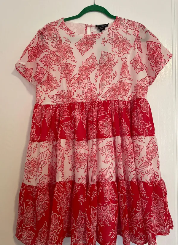 Wednesday Girl mini smock dress with tiers in contast paisley print - Image 6