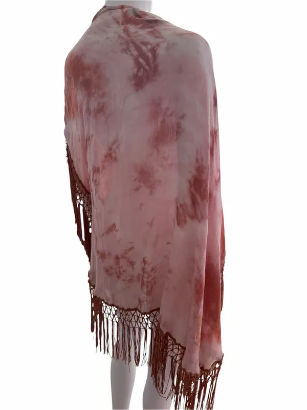 Sonoma Rust and Cream Tie-Dye Fringe Kimono - Image 5