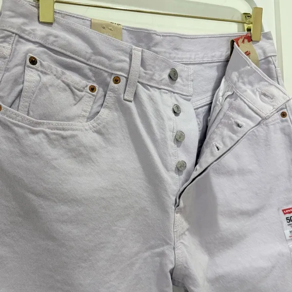 NWT Levi’s 501 Cropped Jeans 30x26 Light Purple Straight Leg Pastel Festival - Image 6