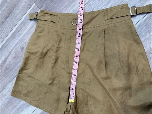 Zara safari granola girl linen blend high rise shorts size small - Image 6