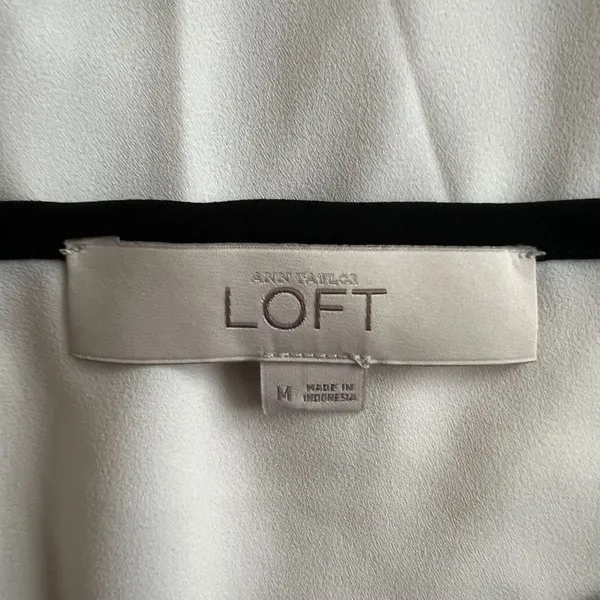 Ann Taylor Loft Ivory Semi Sheer Long Sleeve Top, M - Image 7